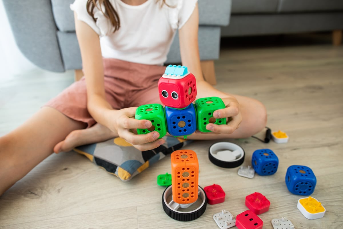 child playing with blocks
